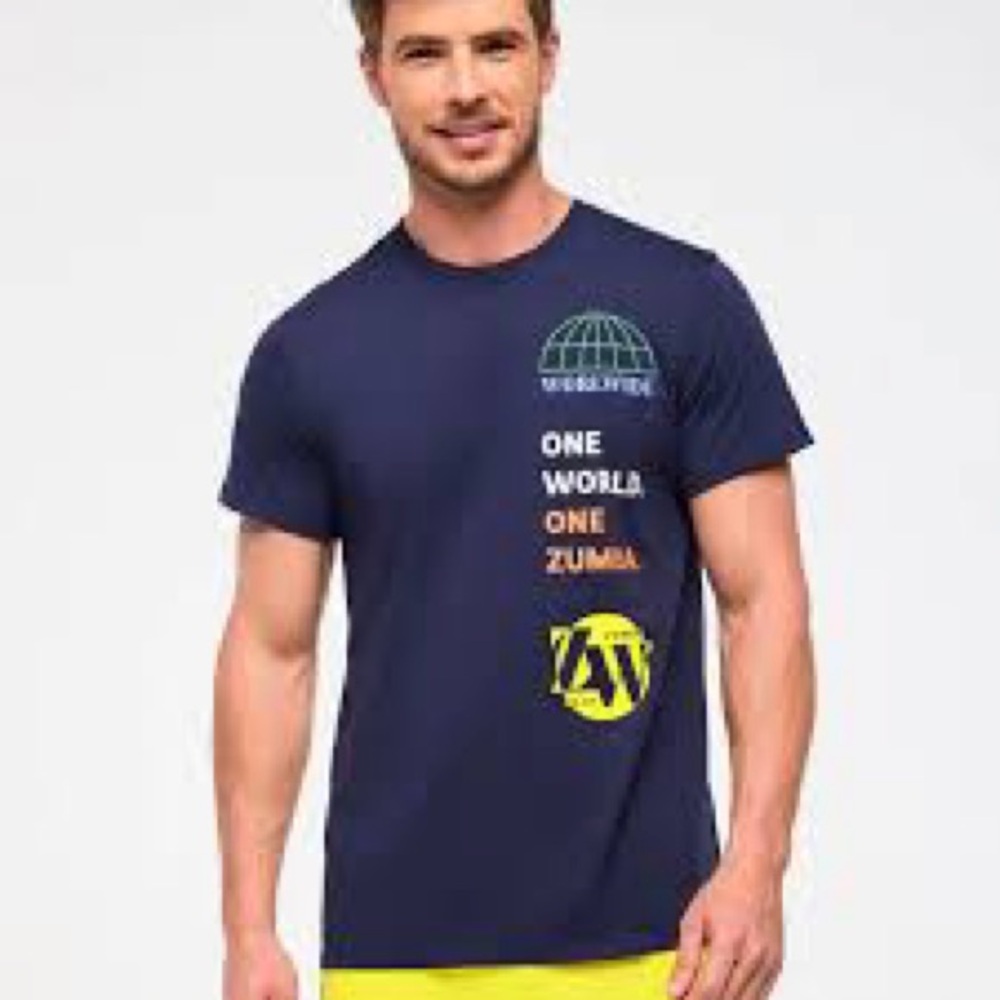 Zumba "Worldwide" Crew Neck unisex tee Indigo medium - Picture 2 of 7